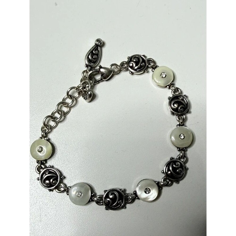 Brighton Romano shell Mother of Pearl & Silver Scroll Link Bracelet